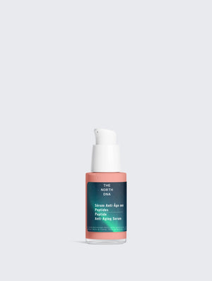 Sérum anti-âge aux peptides The North DNA, soin repulpant et hydratant qui réduit rides et ridules, flacon pompe design

