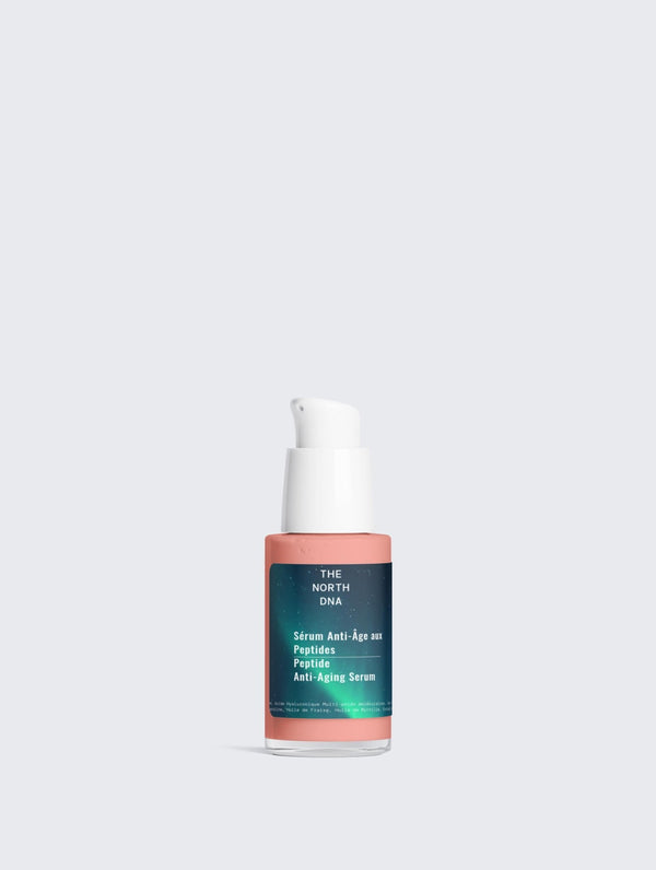Sérum anti-âge aux peptides The North DNA, soin repulpant et hydratant qui réduit rides et ridules, flacon pompe design
